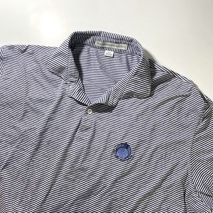 Holderness & Bourne men 2XL XXL blue white stripe cotton stretch golf polo shirt